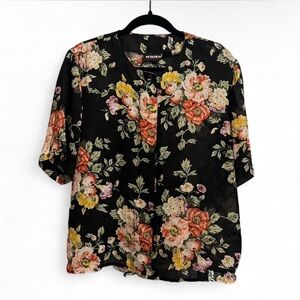 Vintage Notations Black Floral Blouse